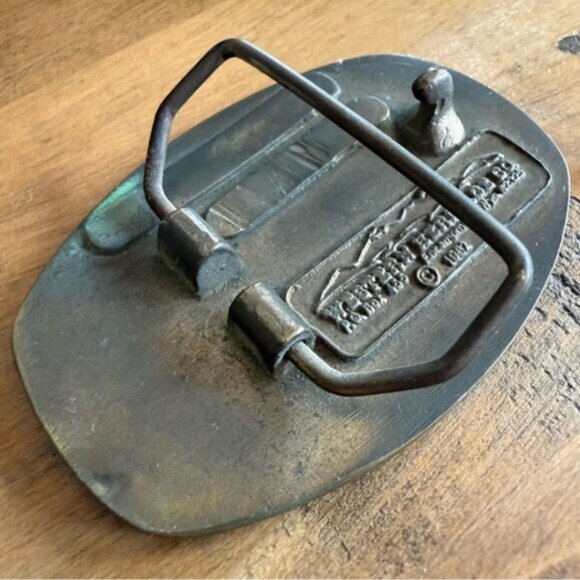 Vintage 80s 1982 Defiant Wood Stove Brass Belt Buckle Made in USA ~ OS - Picture 3 of 7